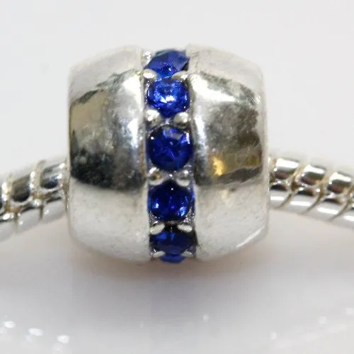 Dark Blue Rhinestone Spacer Bead for European snake Chain charm Bracelet