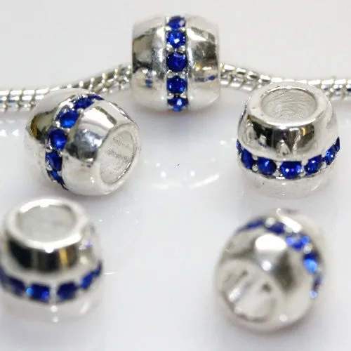 Dark Blue Rhinestone Spacer Bead for European snake Chain charm Bracelet