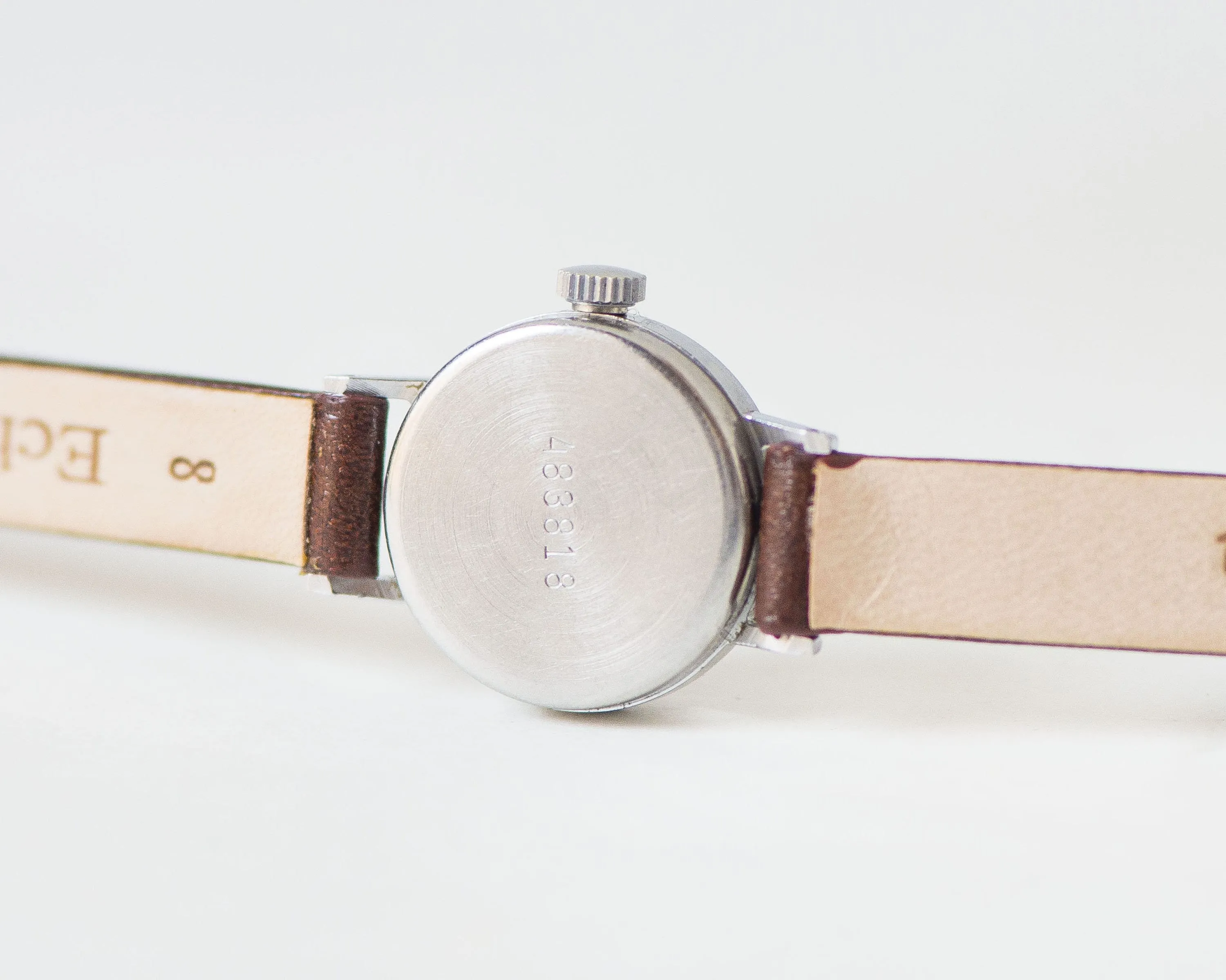 Dark blue women watch small vintage Seagull, silver shade wristwatch delicate lady accessory, navy dial tiny watch, new genuine leather band