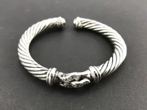 David Yurman Sterling Silver 7mm Diamond Buckle Cable Cuff Bracelet