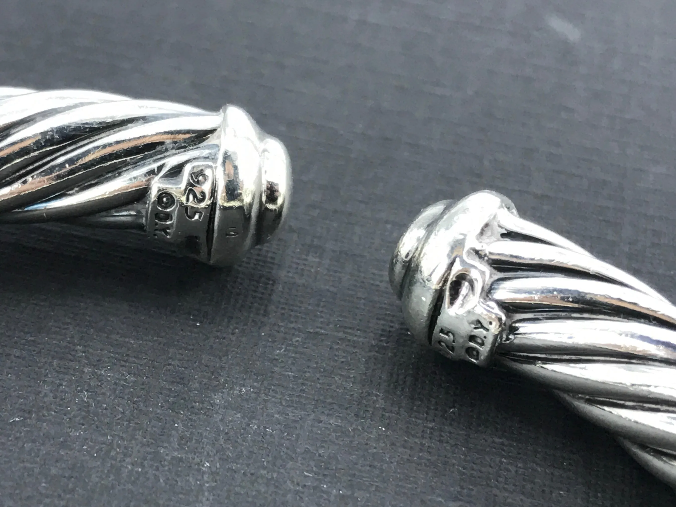 David Yurman Sterling Silver 7mm Diamond Buckle Cable Cuff Bracelet