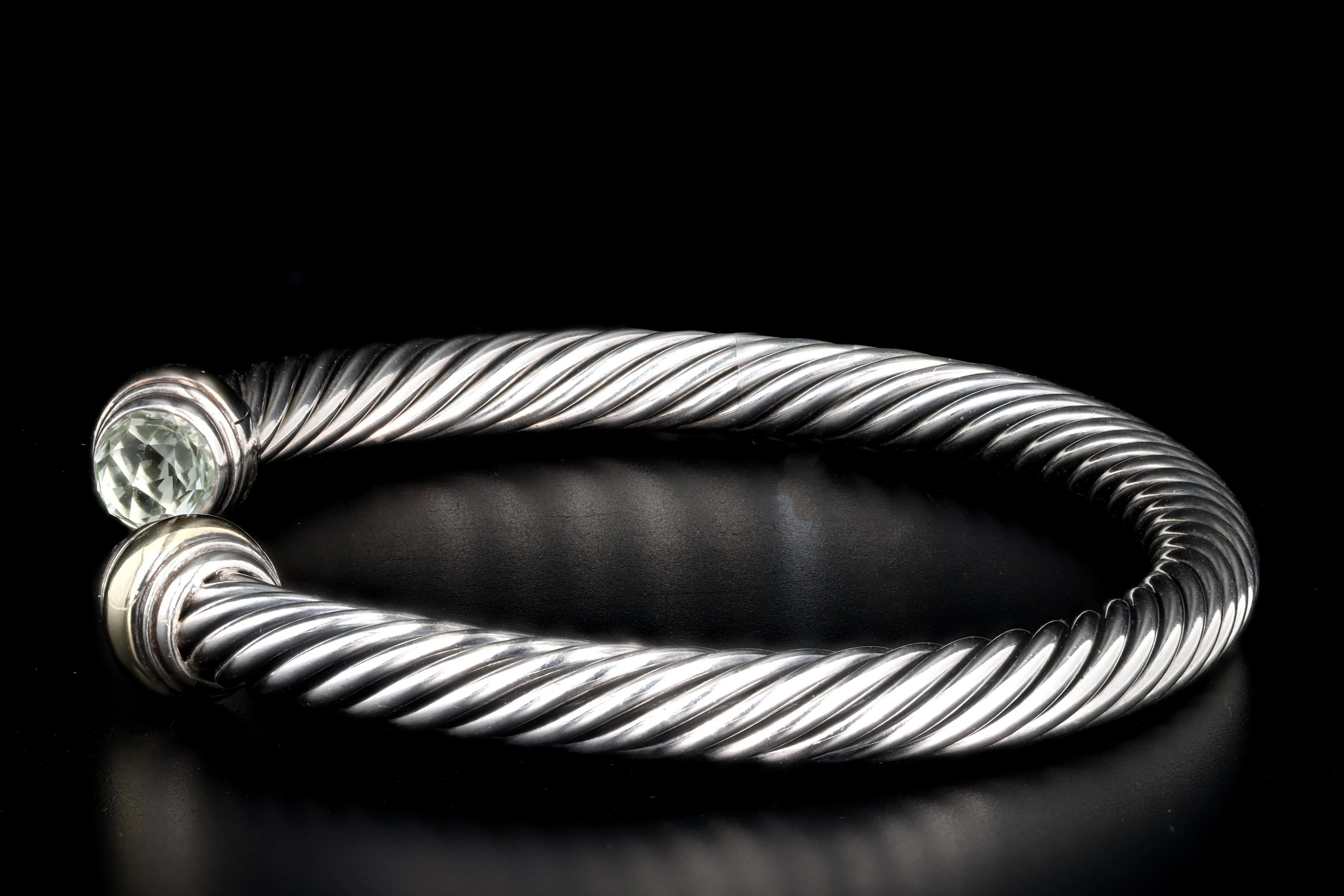 David Yurman Sterling Silver/14K Yellow Gold 5MM Cuff Prasiolite