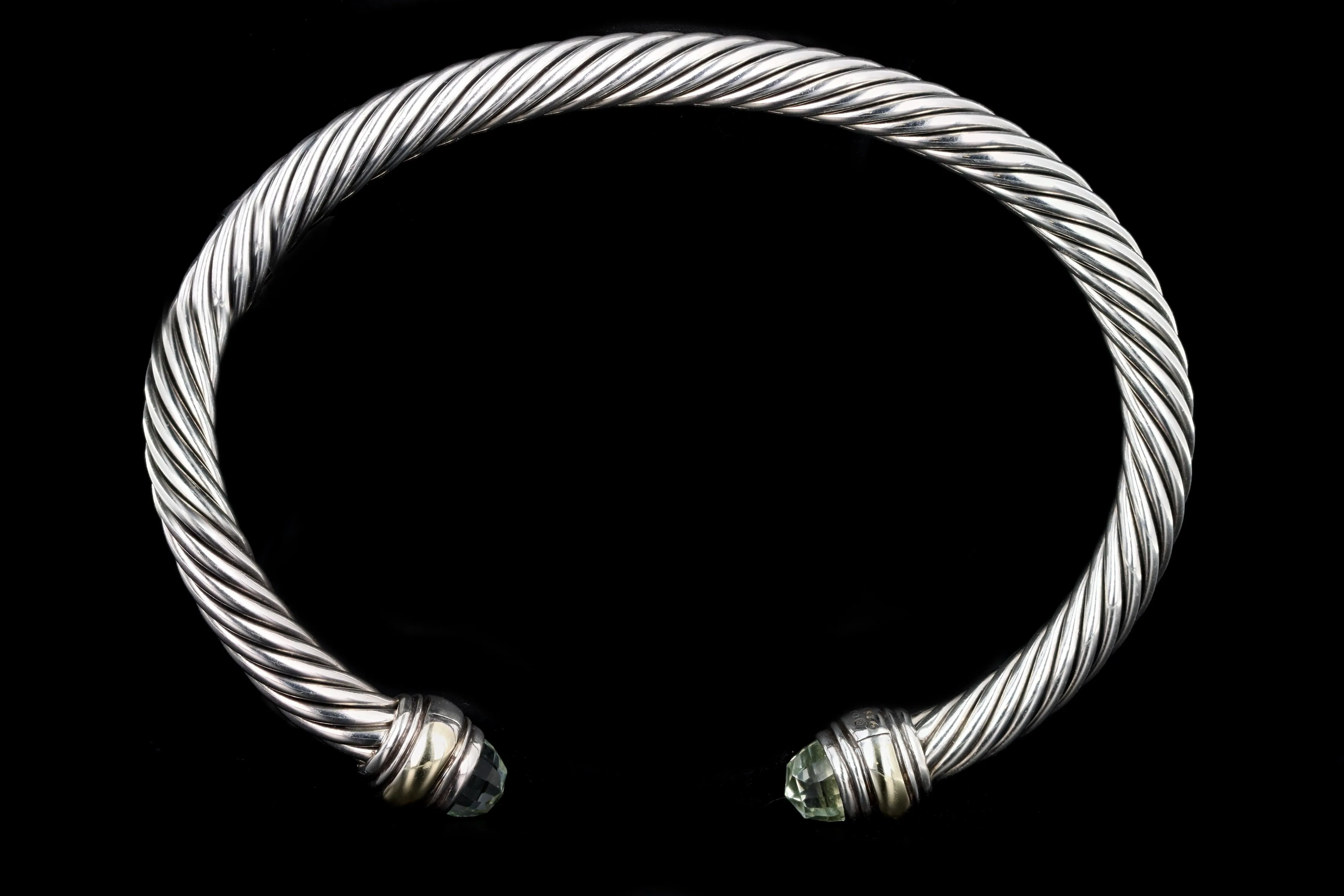 David Yurman Sterling Silver/14K Yellow Gold 5MM Cuff Prasiolite