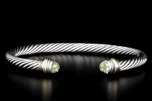 David Yurman Sterling Silver/14K Yellow Gold 5MM Cuff Prasiolite