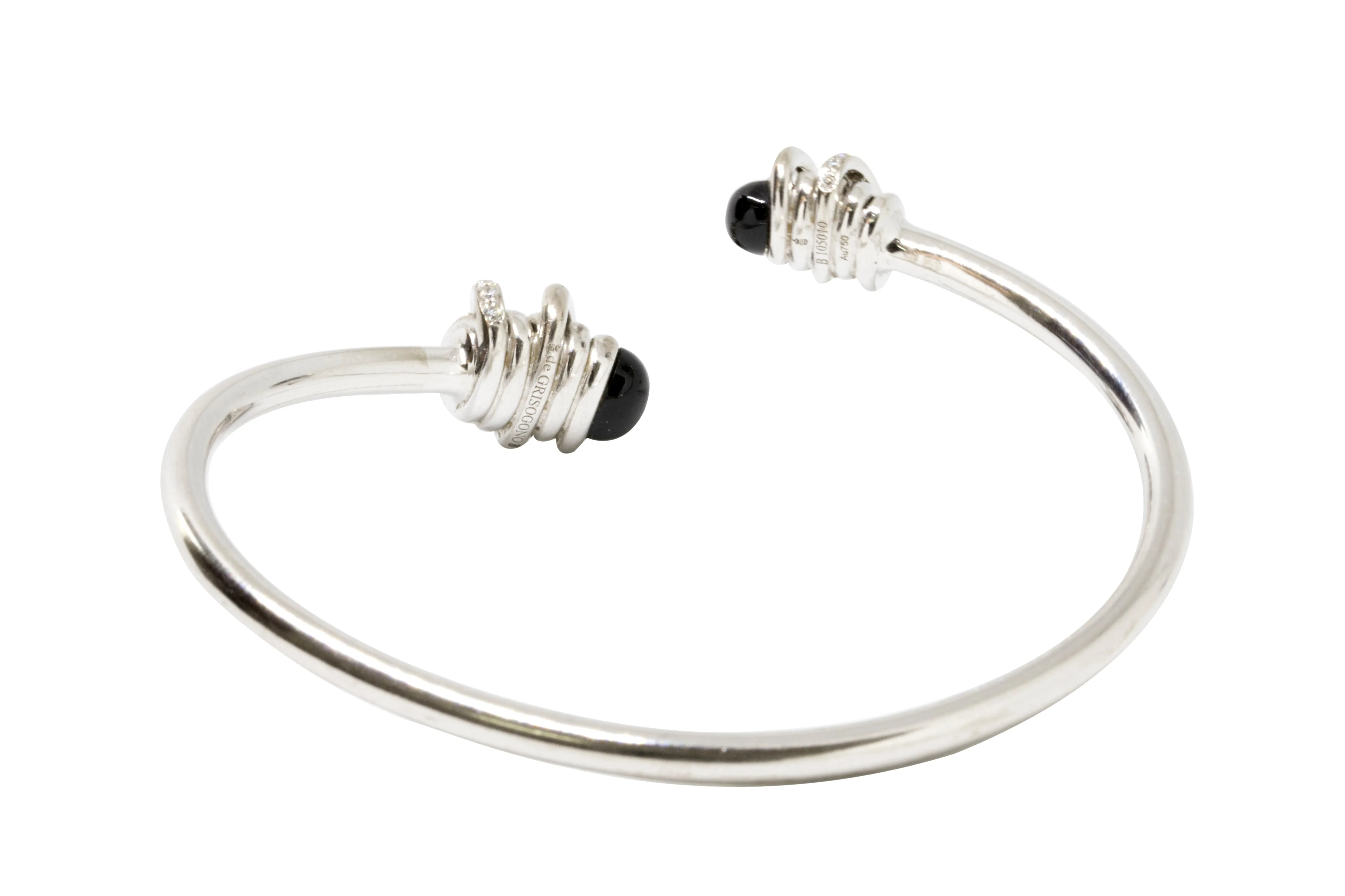 de GRISOGONO 18-karat White Gold Coil Onyx and Diamond Cuff