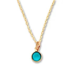 December Turquoise Crystal Birthstone 14K Gold Necklace