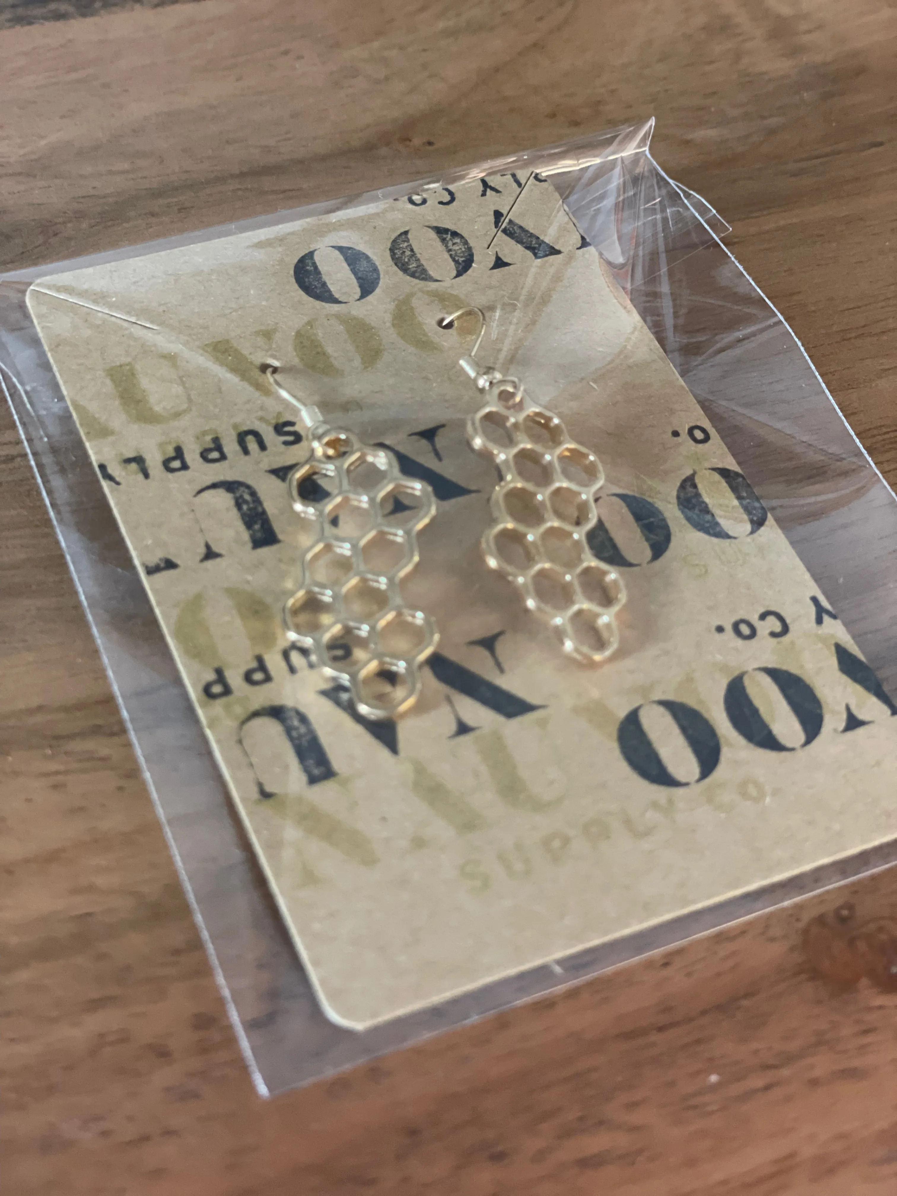 Deseret Earrings – Honeycomb Beehive Pendant