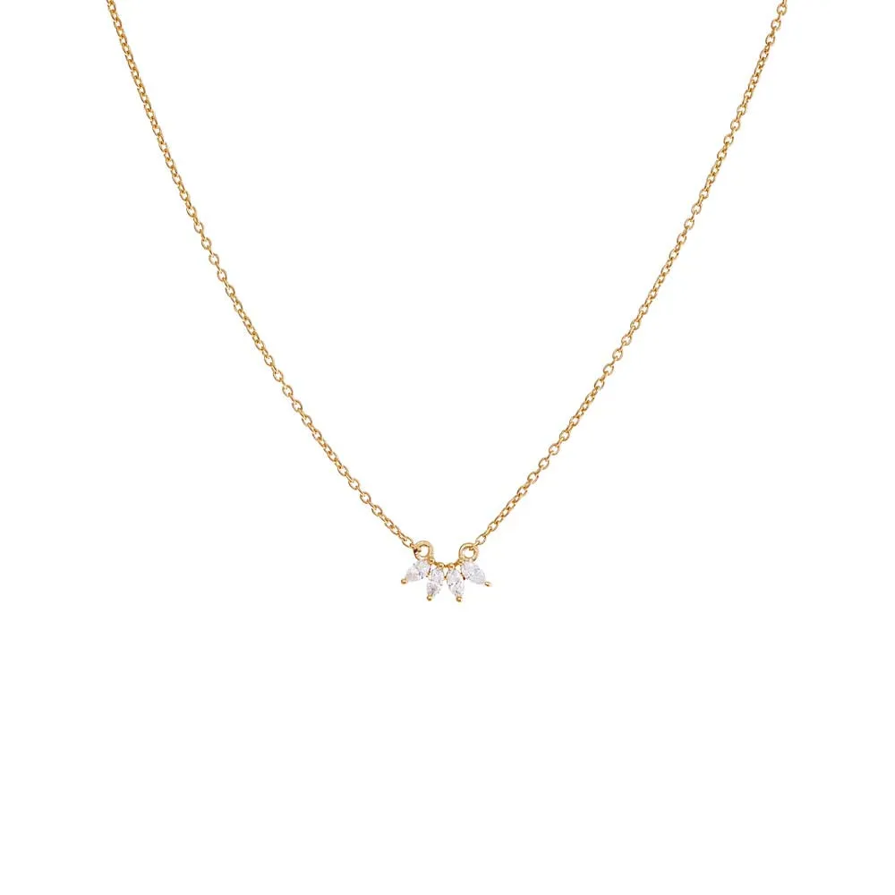 Diamond Marquise Mini Curved Bar Necklace 14K