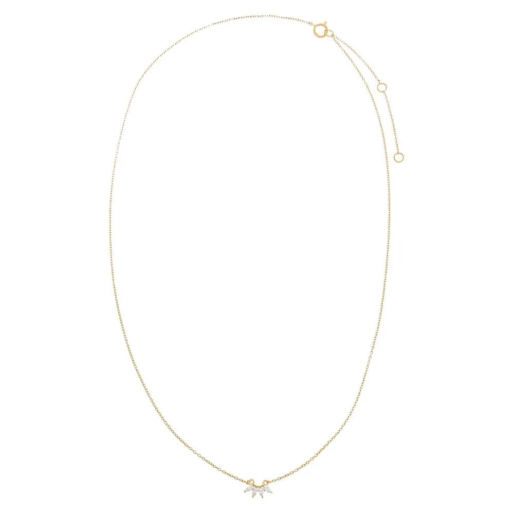 Diamond Marquise Mini Curved Bar Necklace 14K
