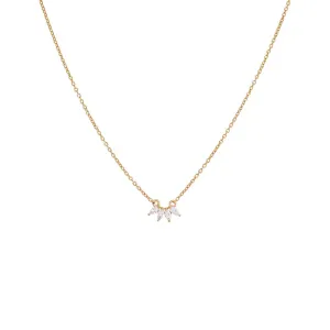 Diamond Marquise Mini Curved Bar Necklace 14K