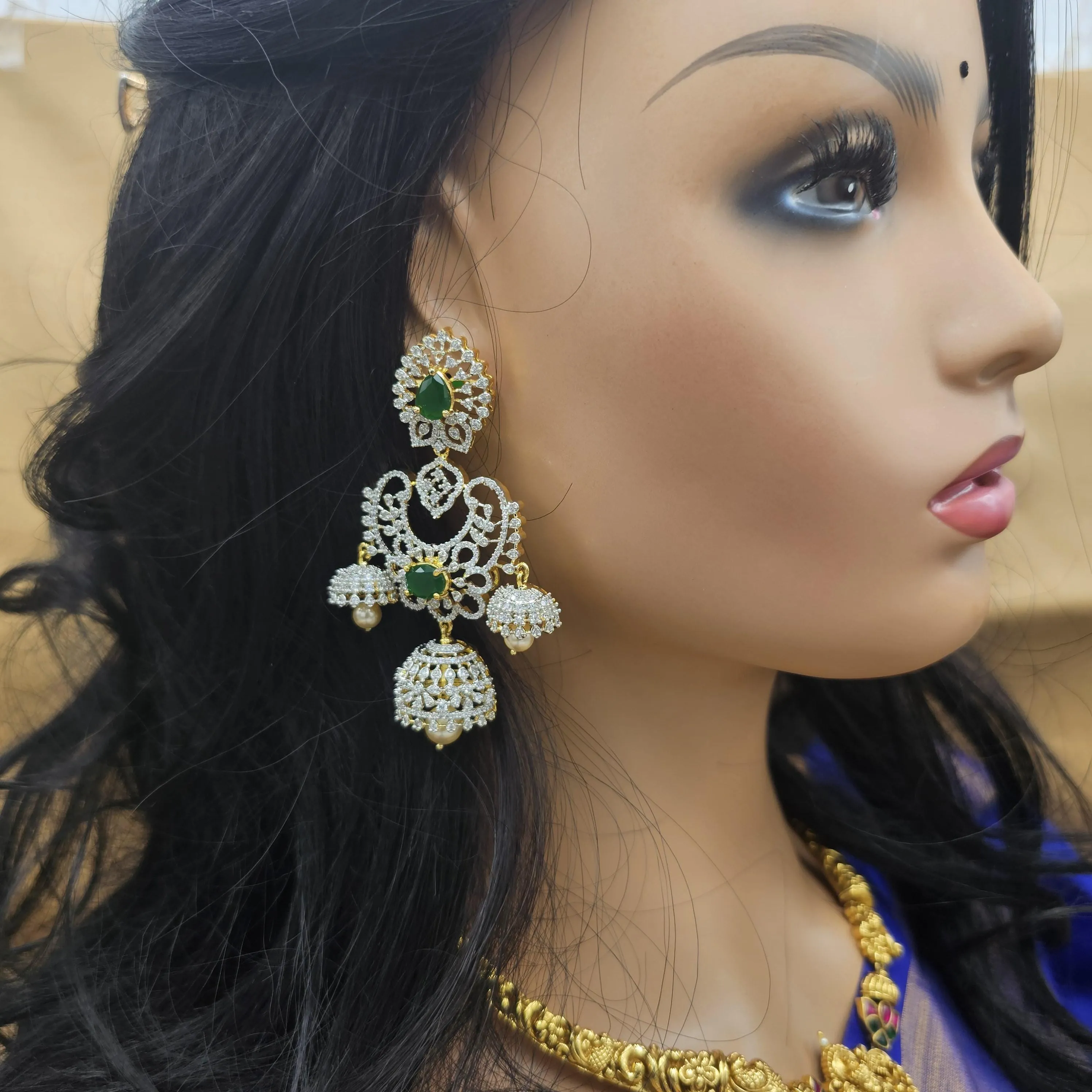DIAMOND TRIPLE JHUMKA