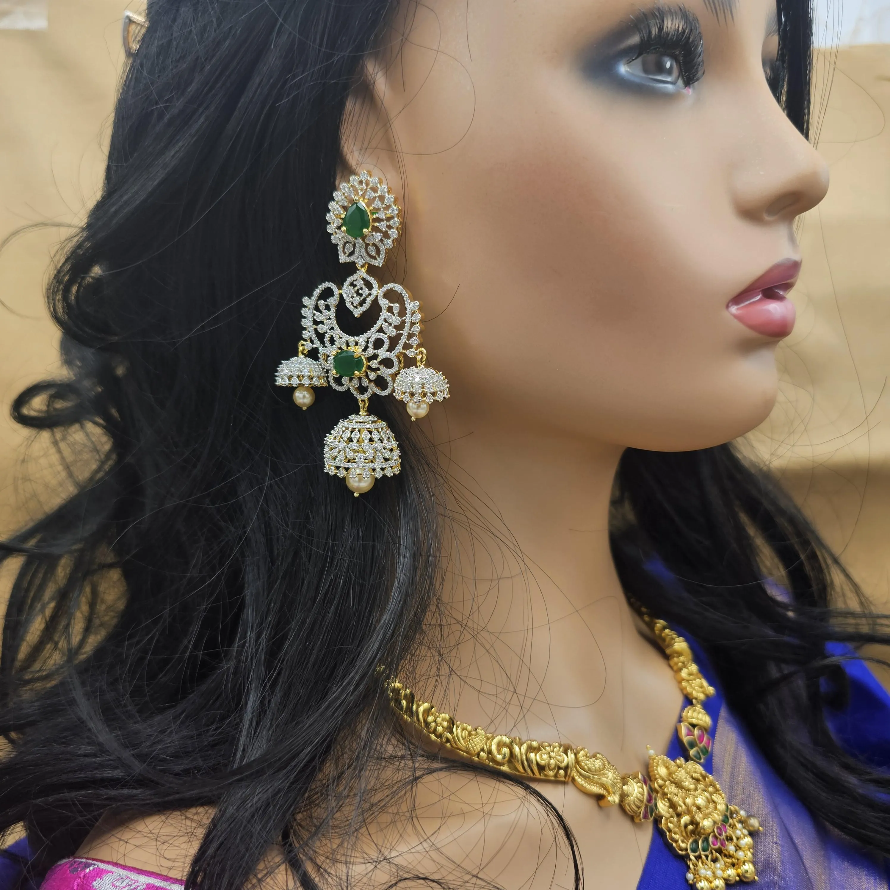 DIAMOND TRIPLE JHUMKA