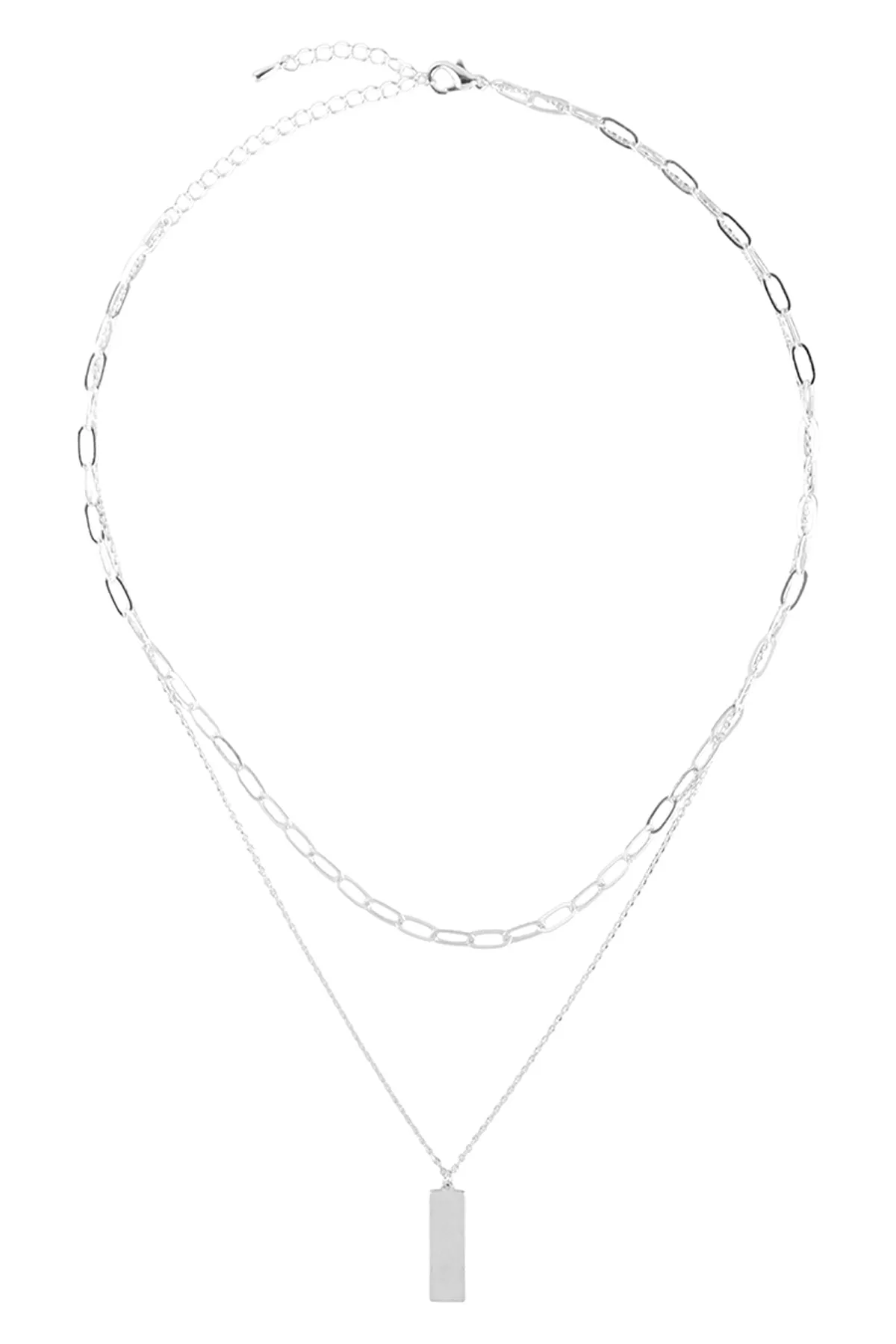 DNB140 - BRASS 2 LAYERED BAR PENDANT NECKLACE