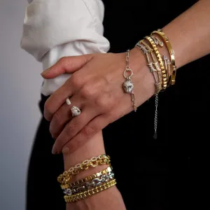 Double CZ Pear Shaped Bracelet Cuff
