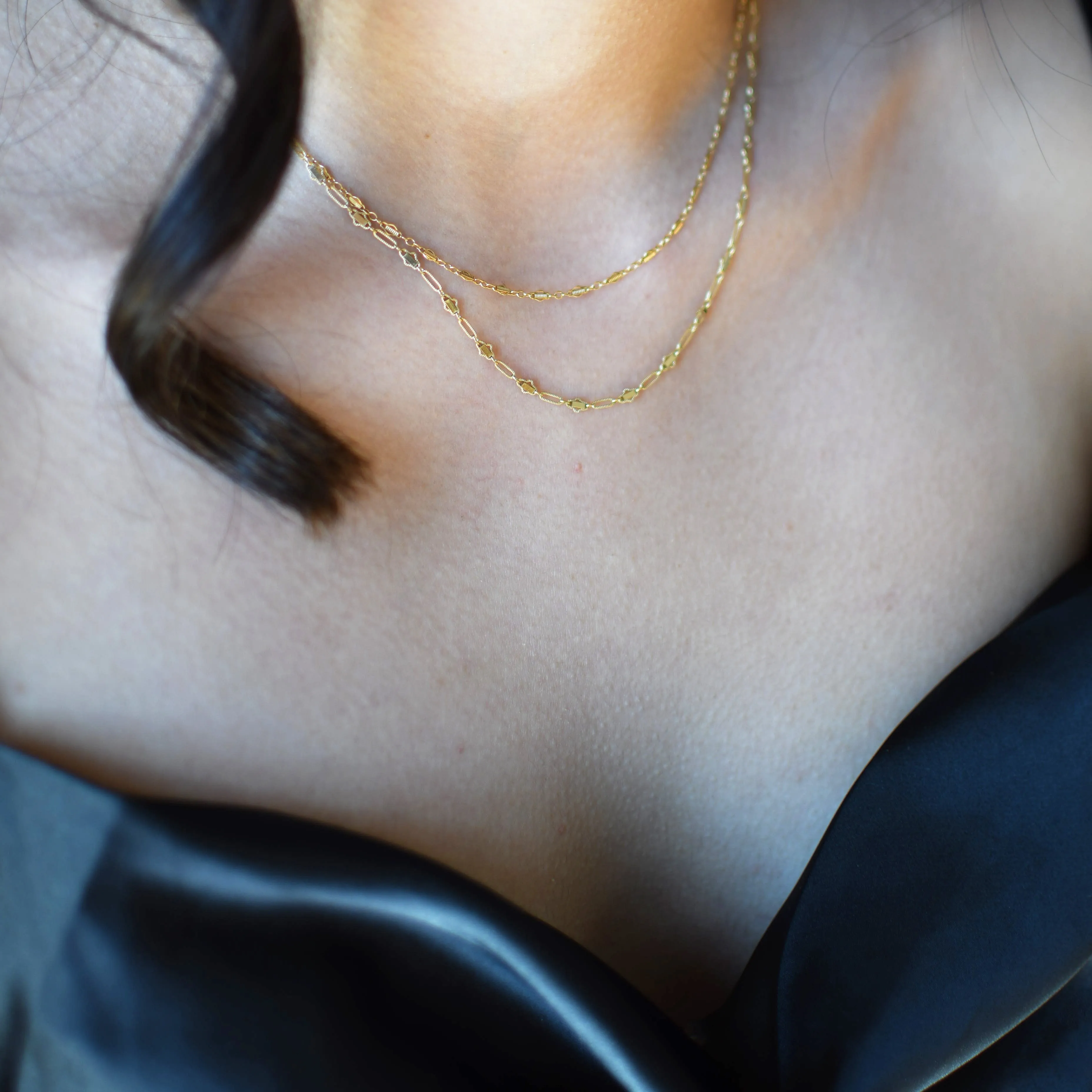 Double Golden Baguette Necklace