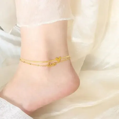 Double-Layer Heart Anklet