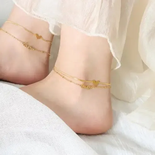 Double-Layer Heart Anklet
