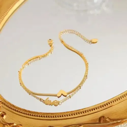 Double-Layer Heart Anklet