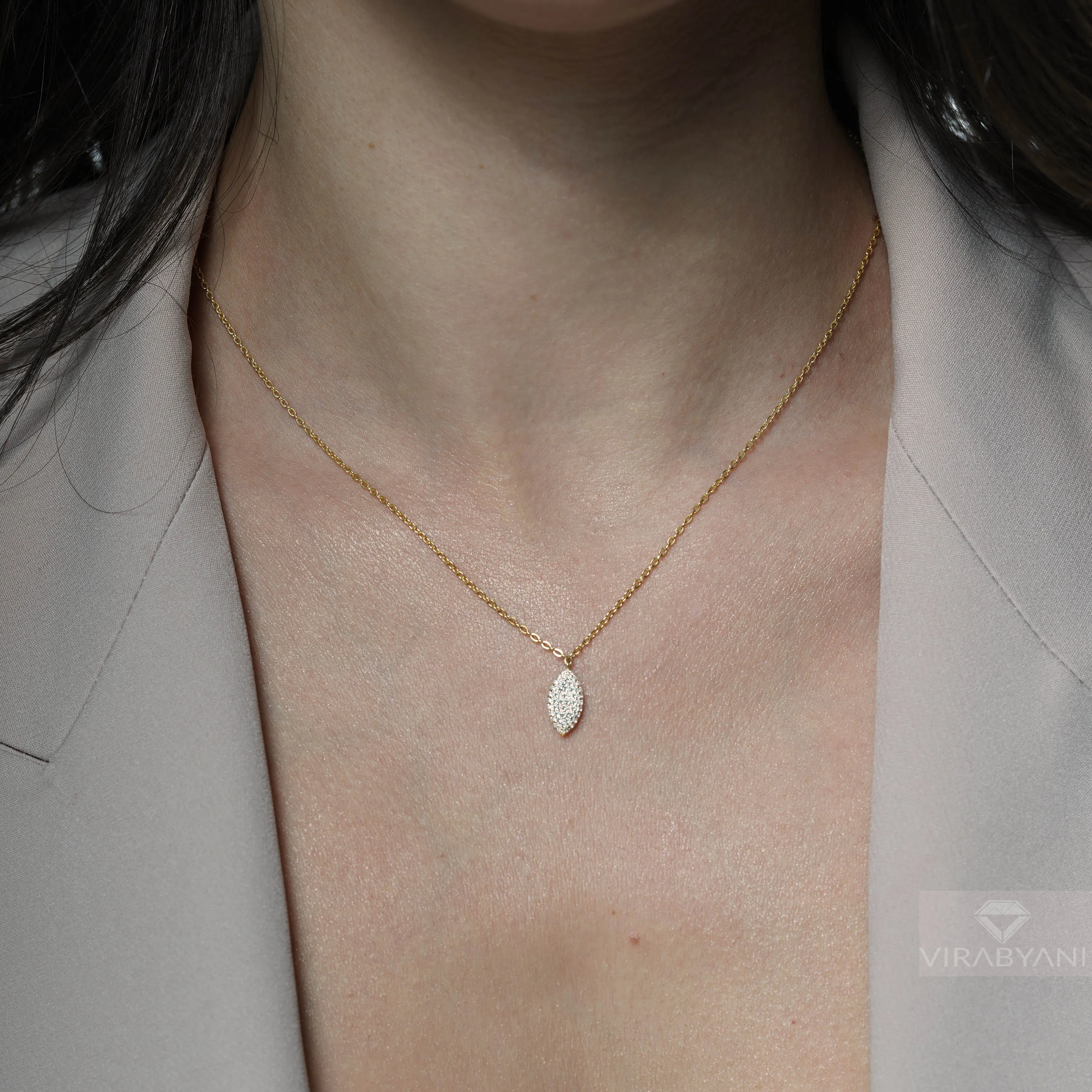 Double Sided Diamond & Sapphire Marquise Shaped AMoré Pavé Necklace