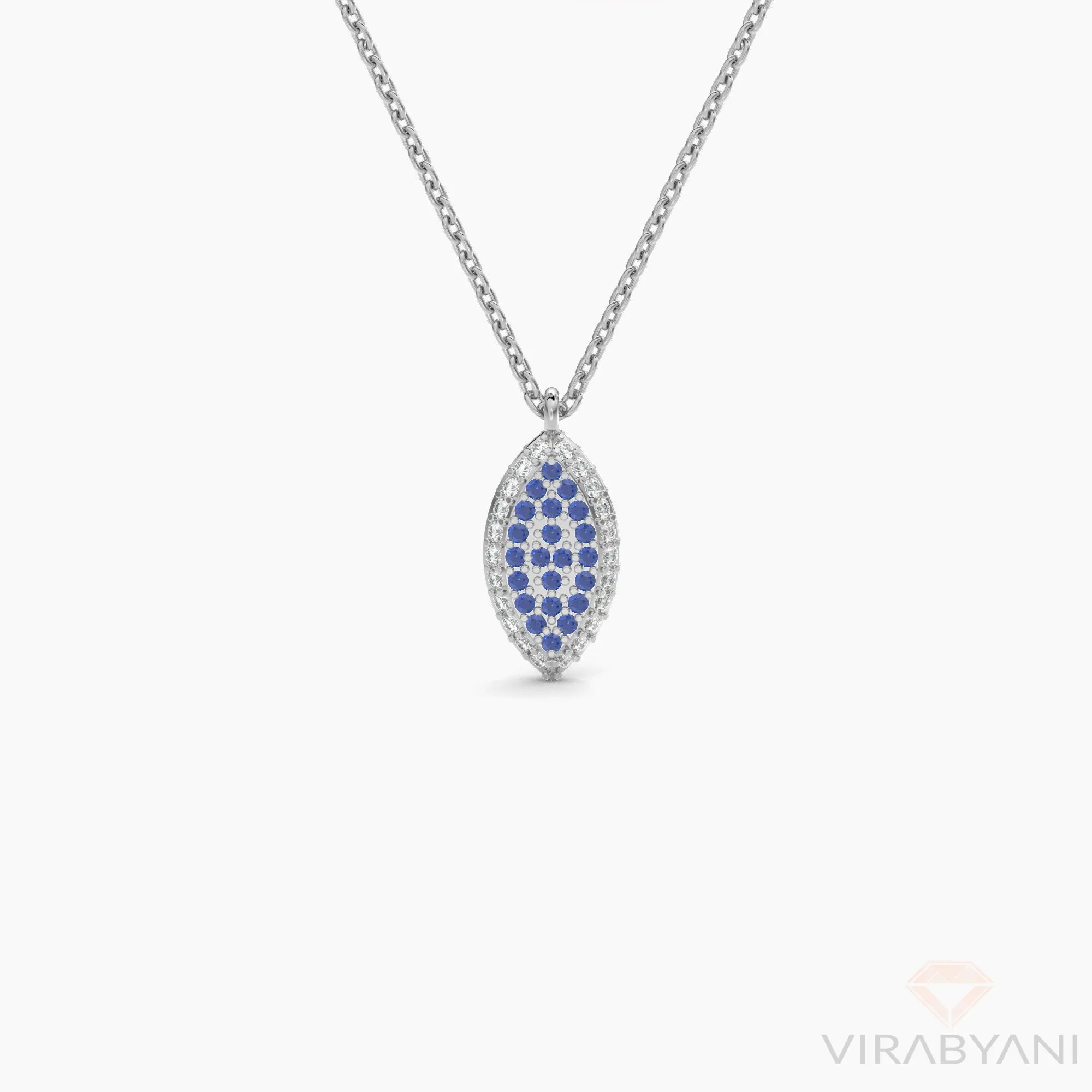 Double Sided Diamond & Sapphire Marquise Shaped AMoré Pavé Necklace