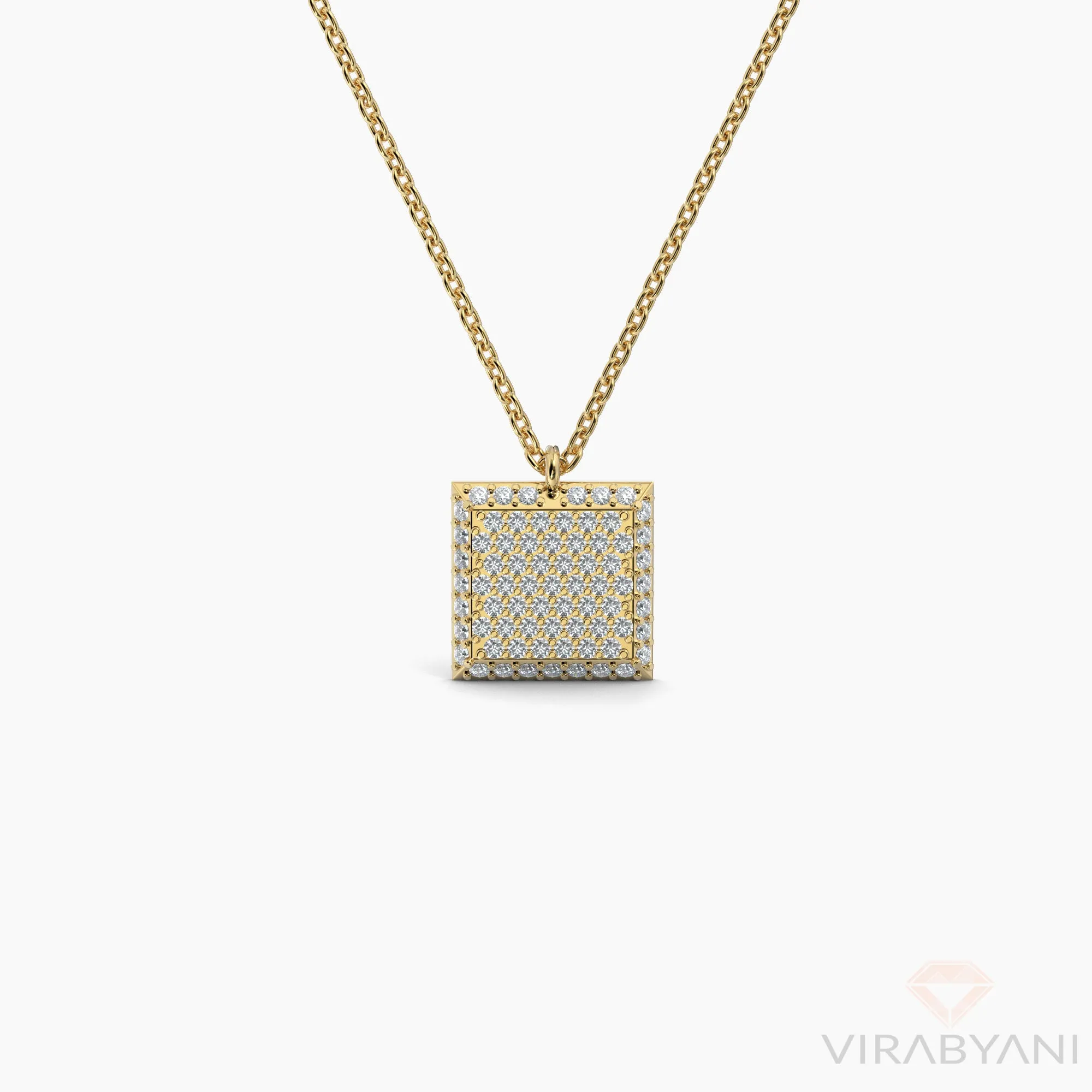 Double Sided Diamond & Sapphire Square Shaped AMoré Pavé Necklace
