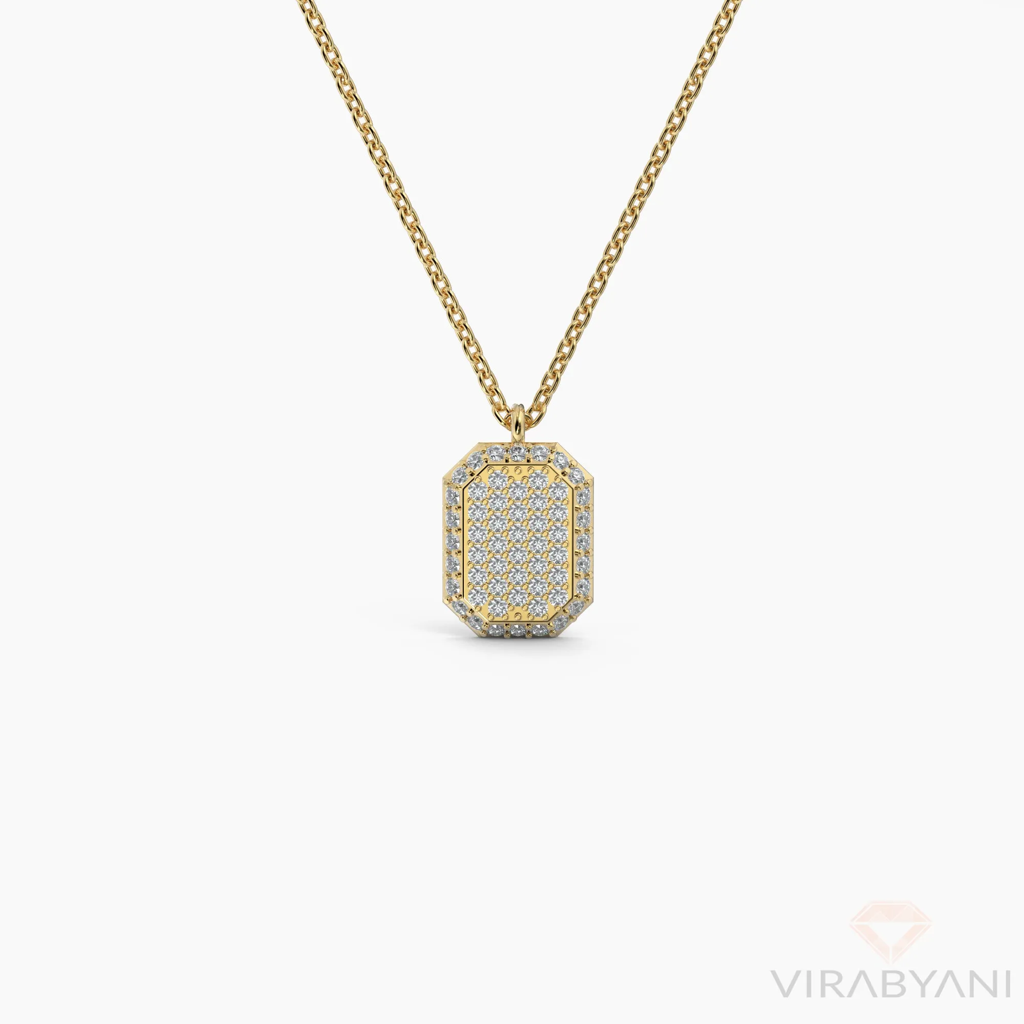Double Sided Diamond and Sapphire Emerald Shaped AMoré Pavé Necklace