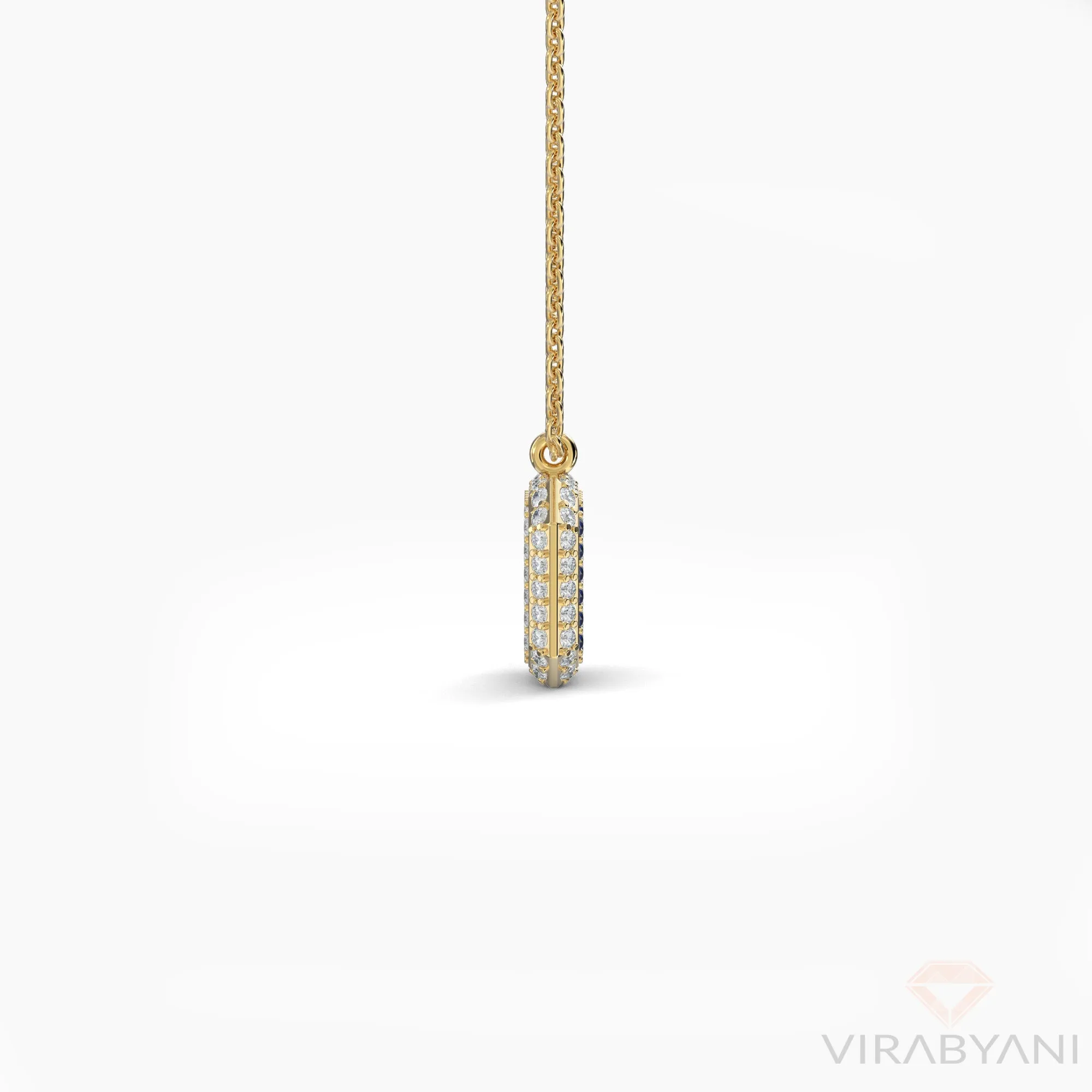 Double Sided Diamond and Sapphire Emerald Shaped AMoré Pavé Necklace