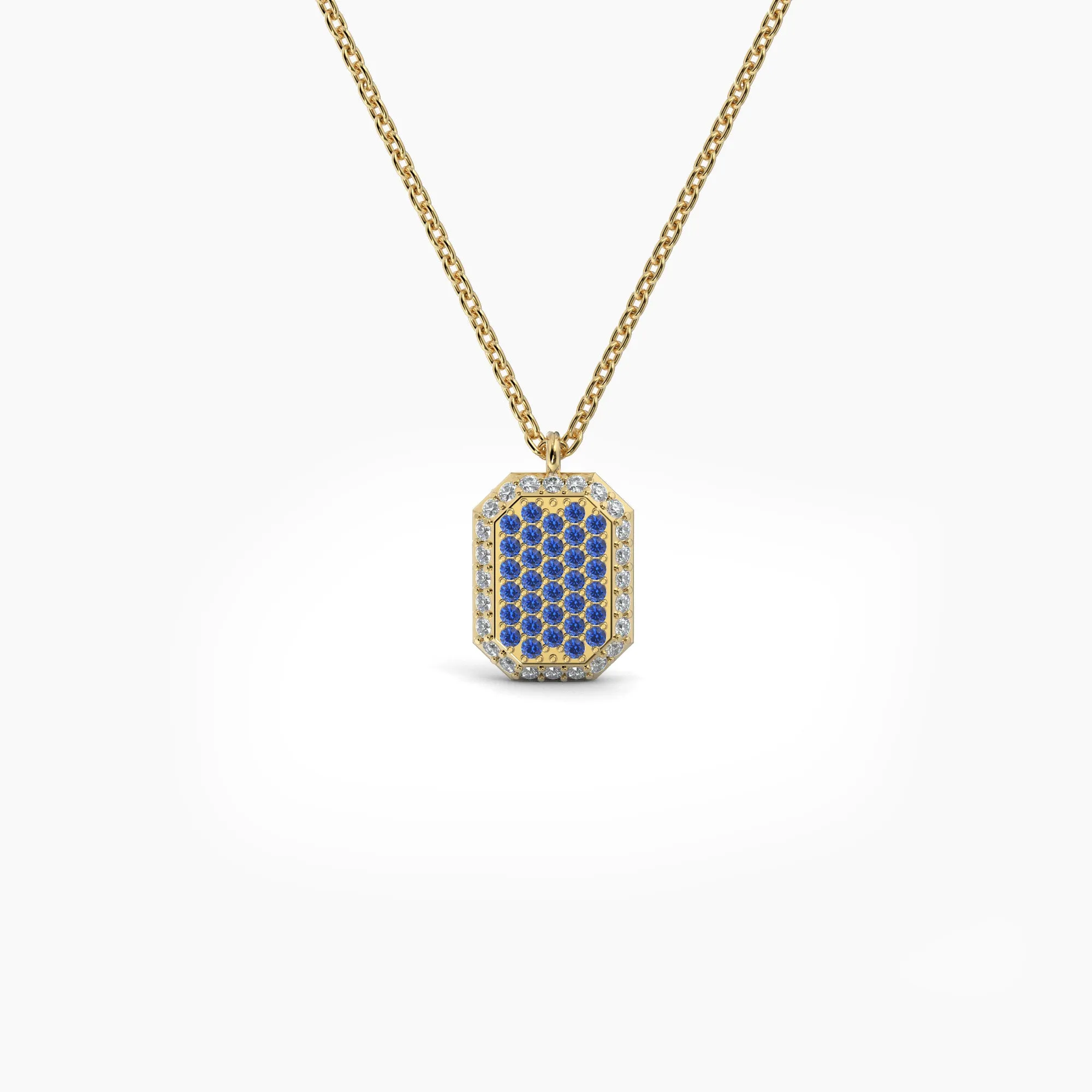 Double Sided Diamond and Sapphire Emerald Shaped AMoré Pavé Necklace