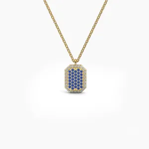 Double Sided Diamond and Sapphire Emerald Shaped AMoré Pavé Necklace