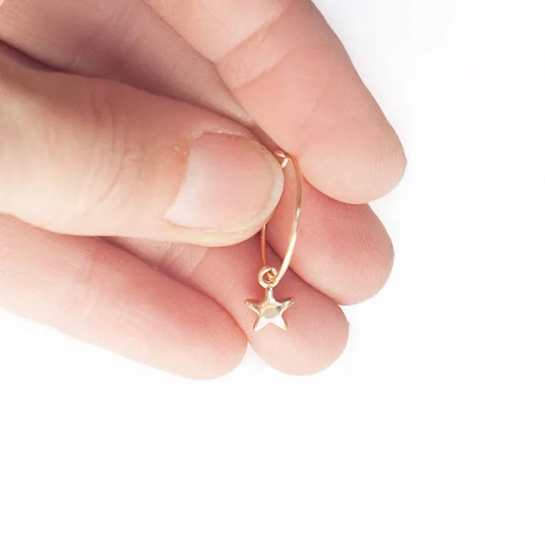 Earring Hoop with Star Gold Filled
