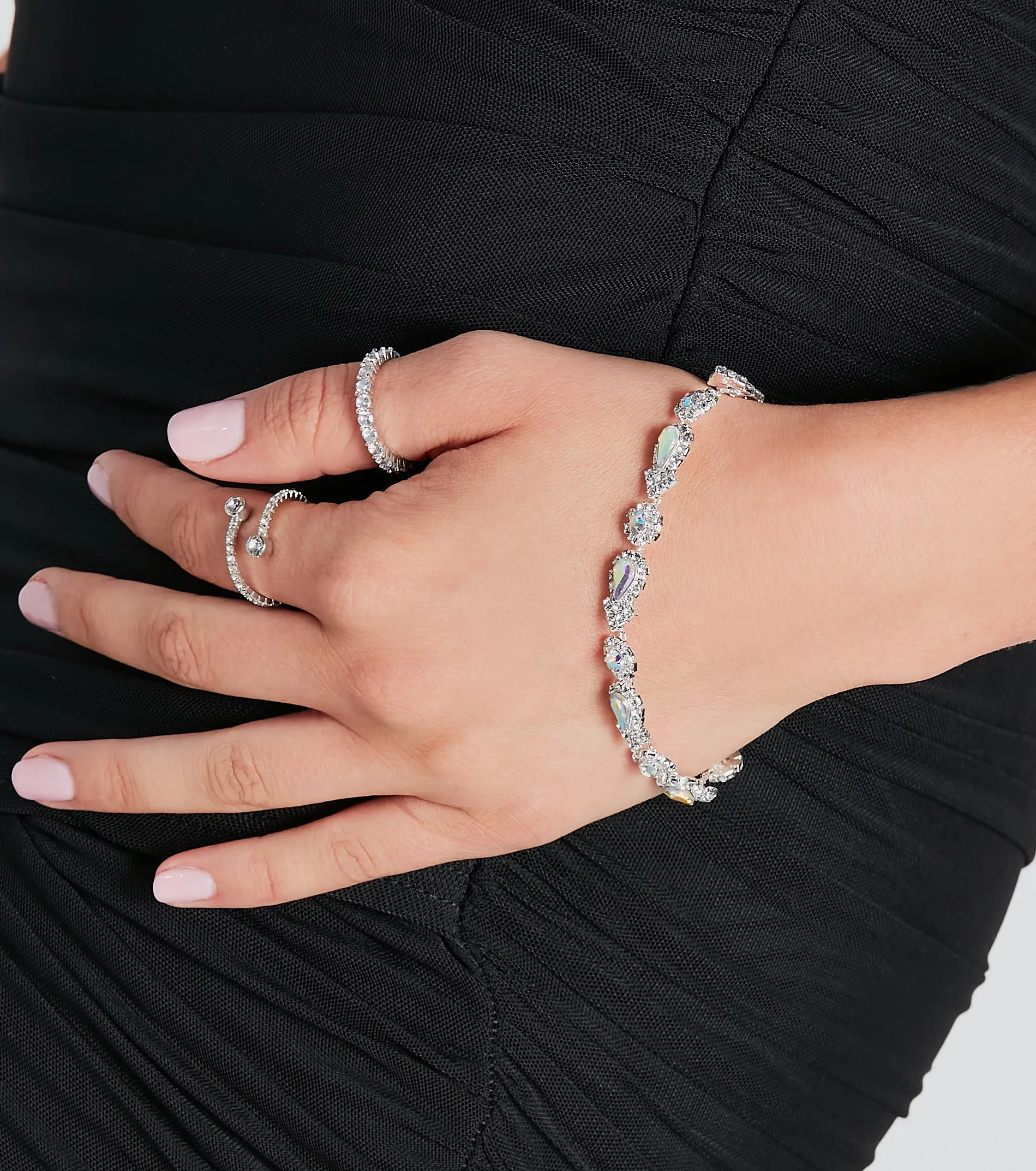Elegant Iridescent Rhinestone Bracelet