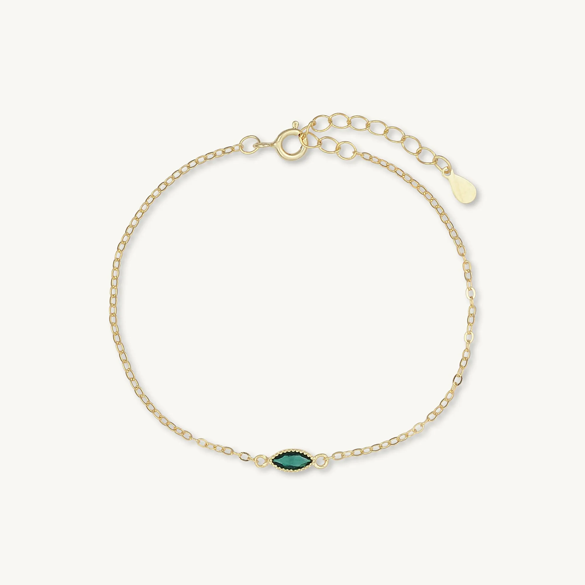 Emerald Evil Eve Marquise Chain Bracelet