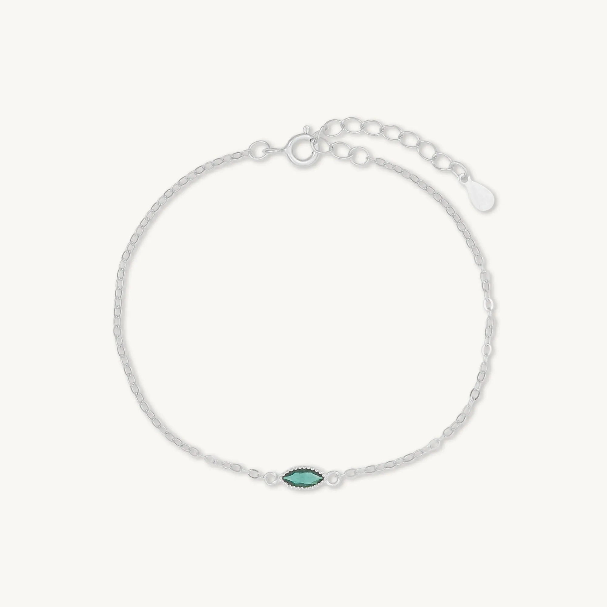 Emerald Evil Eve Marquise Chain Bracelet