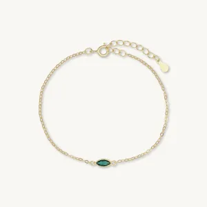 Emerald Evil Eve Marquise Chain Bracelet