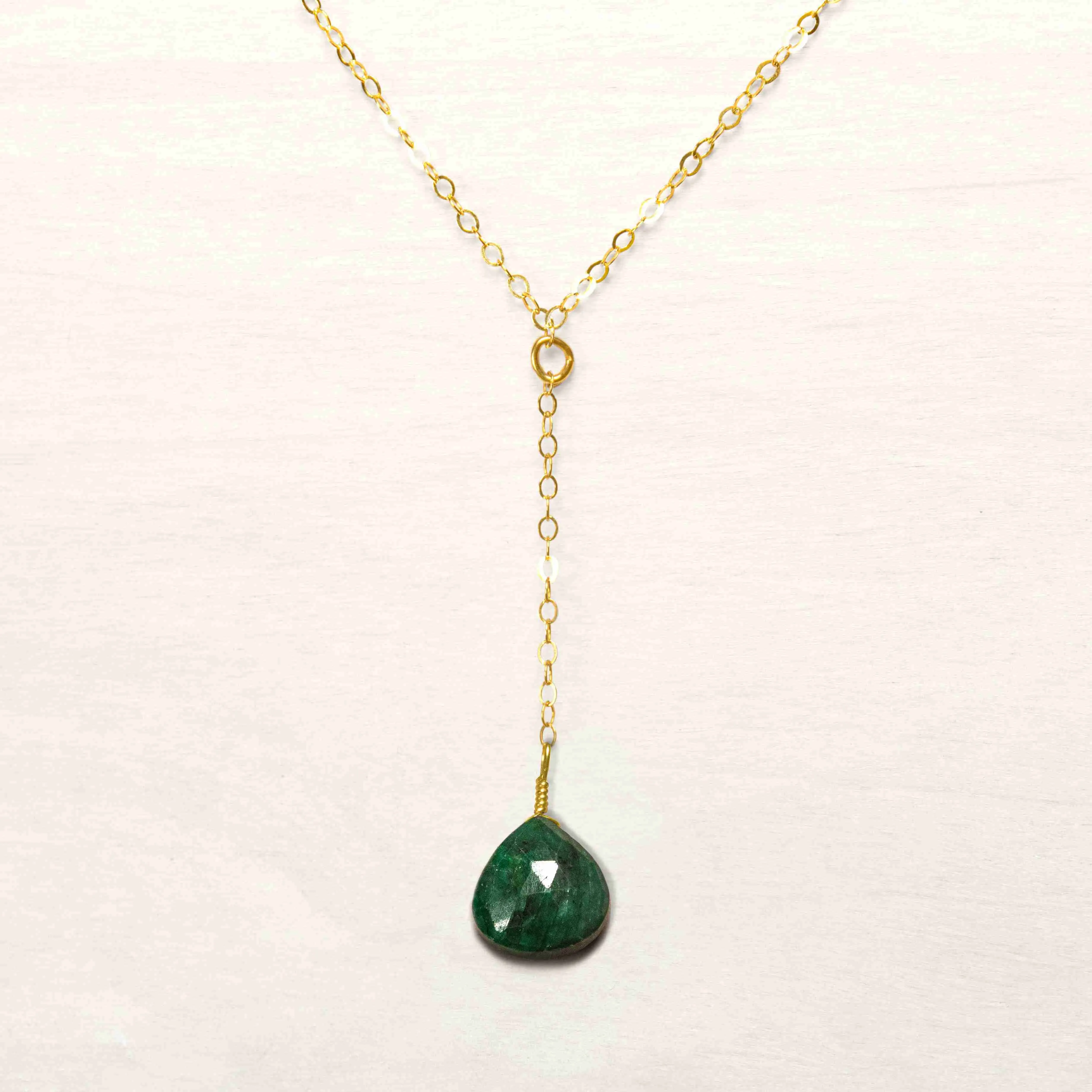 Emerald Lariat Necklace