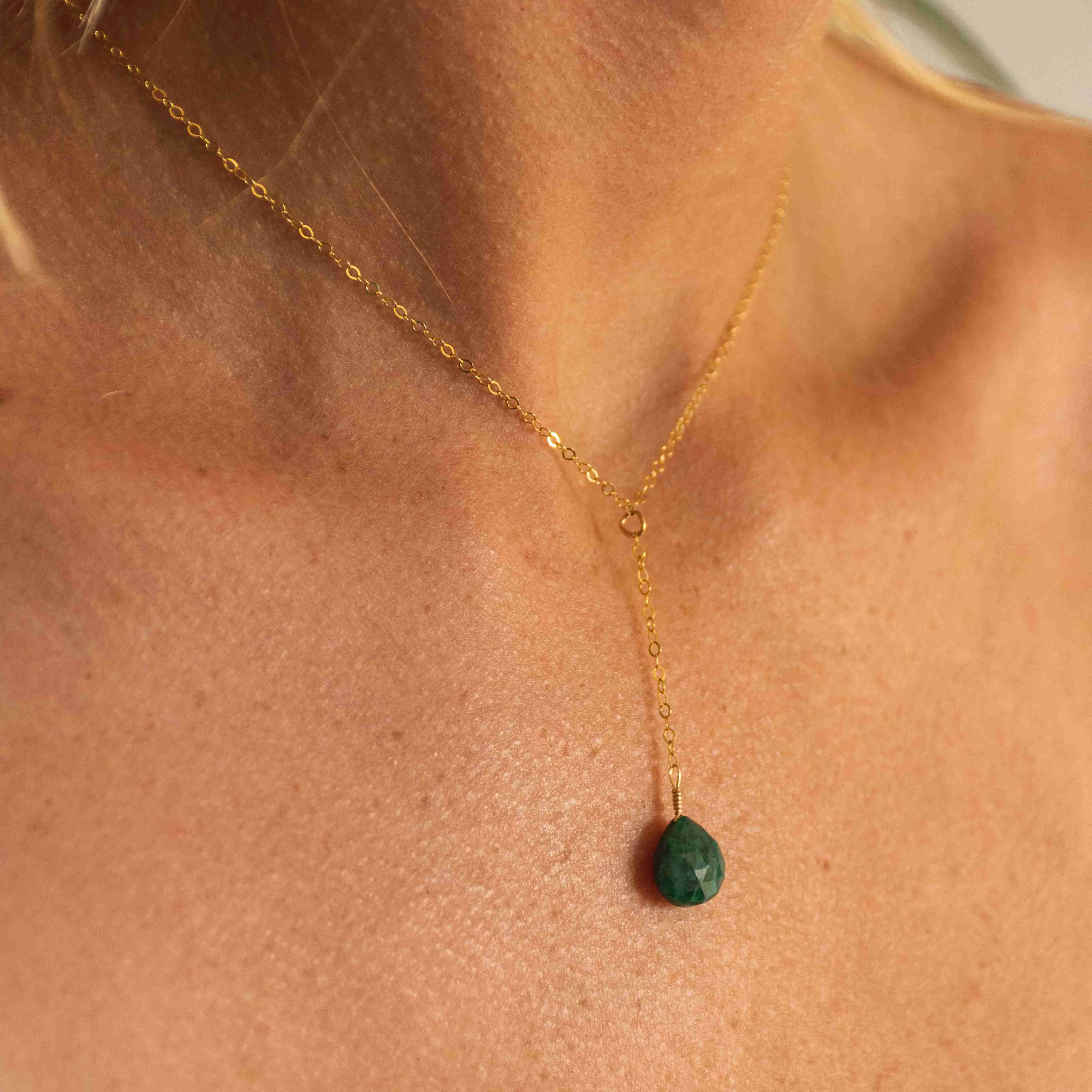 Emerald Lariat Necklace