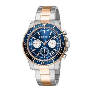 Esprit Hudson Gents Blue Dial Stainlwess Steel Rose Gold Chronograph Watch