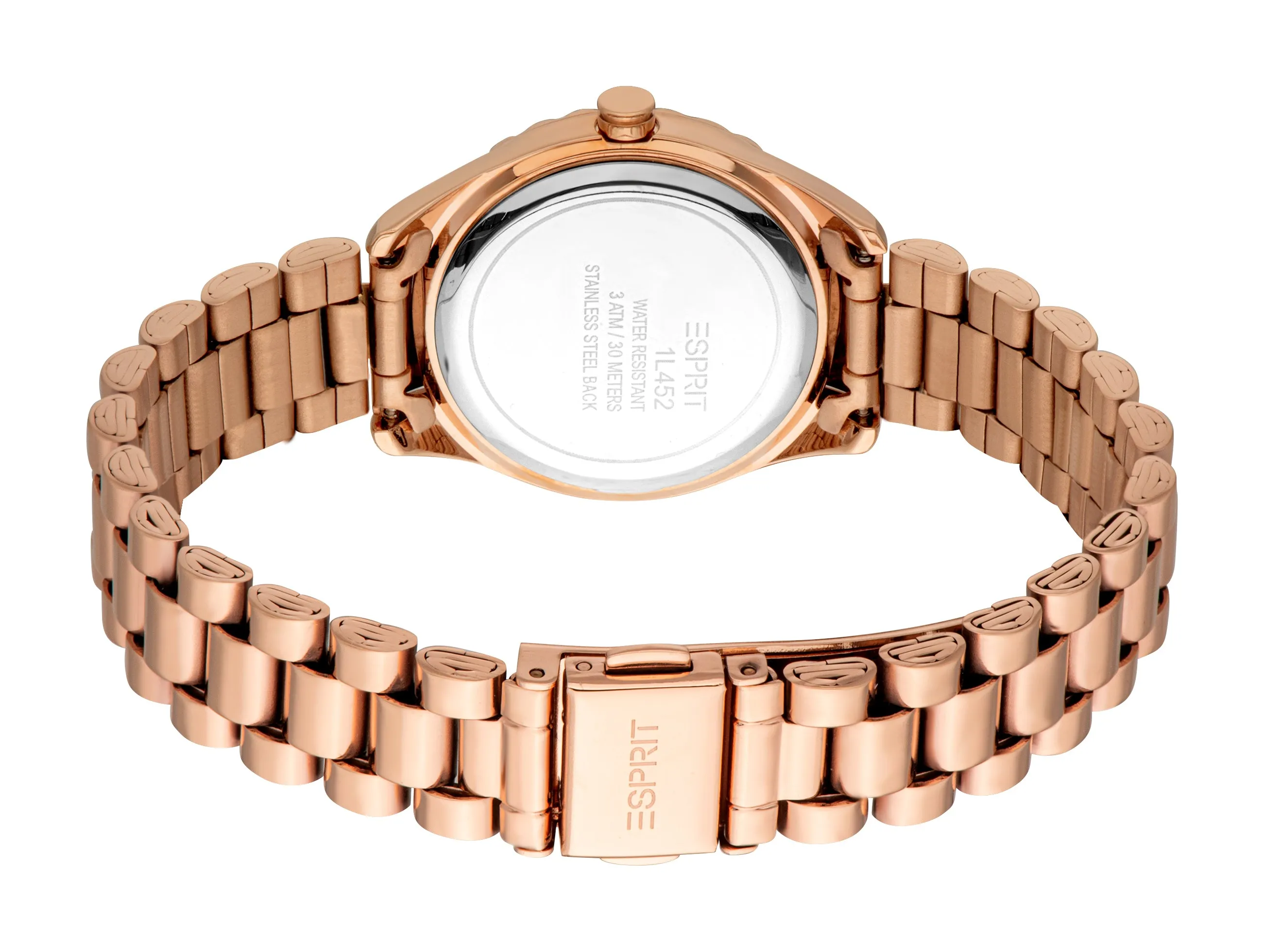 Esprit Ladies Rose Gold-Tone Stainless Steel Watch with Crystal Bezel