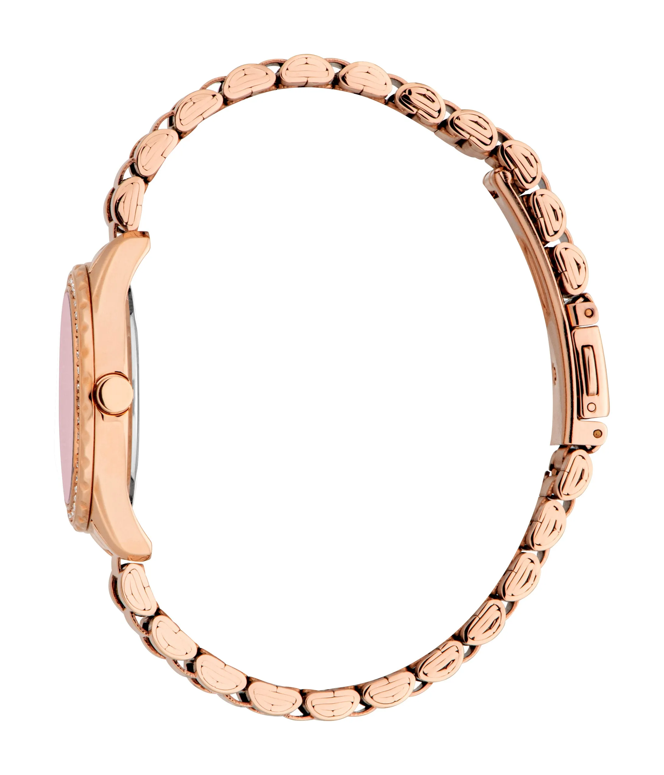 Esprit Ladies Rose Gold-Tone Stainless Steel Watch with Crystal Bezel