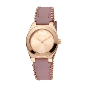 Esprit Ladies Watch Pink Leather Strap Ip Rose Gold Case & Dial