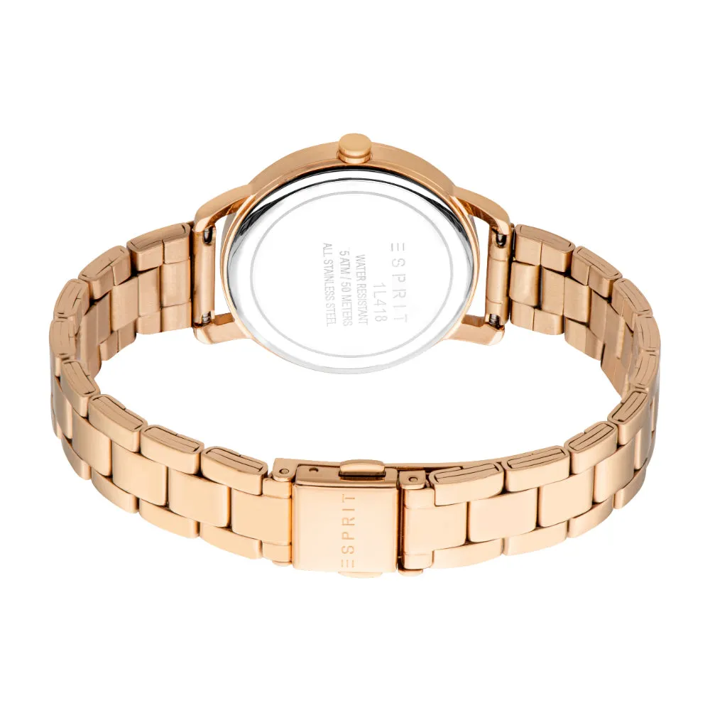 ESPRIT Women's Watch, Rose Gold Color Case, White MOP Dial, Rose Gold Color Metal Bracelet