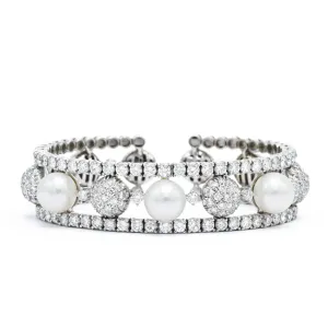 Estate Stefan Hafner Pearl Diamond Bracelet