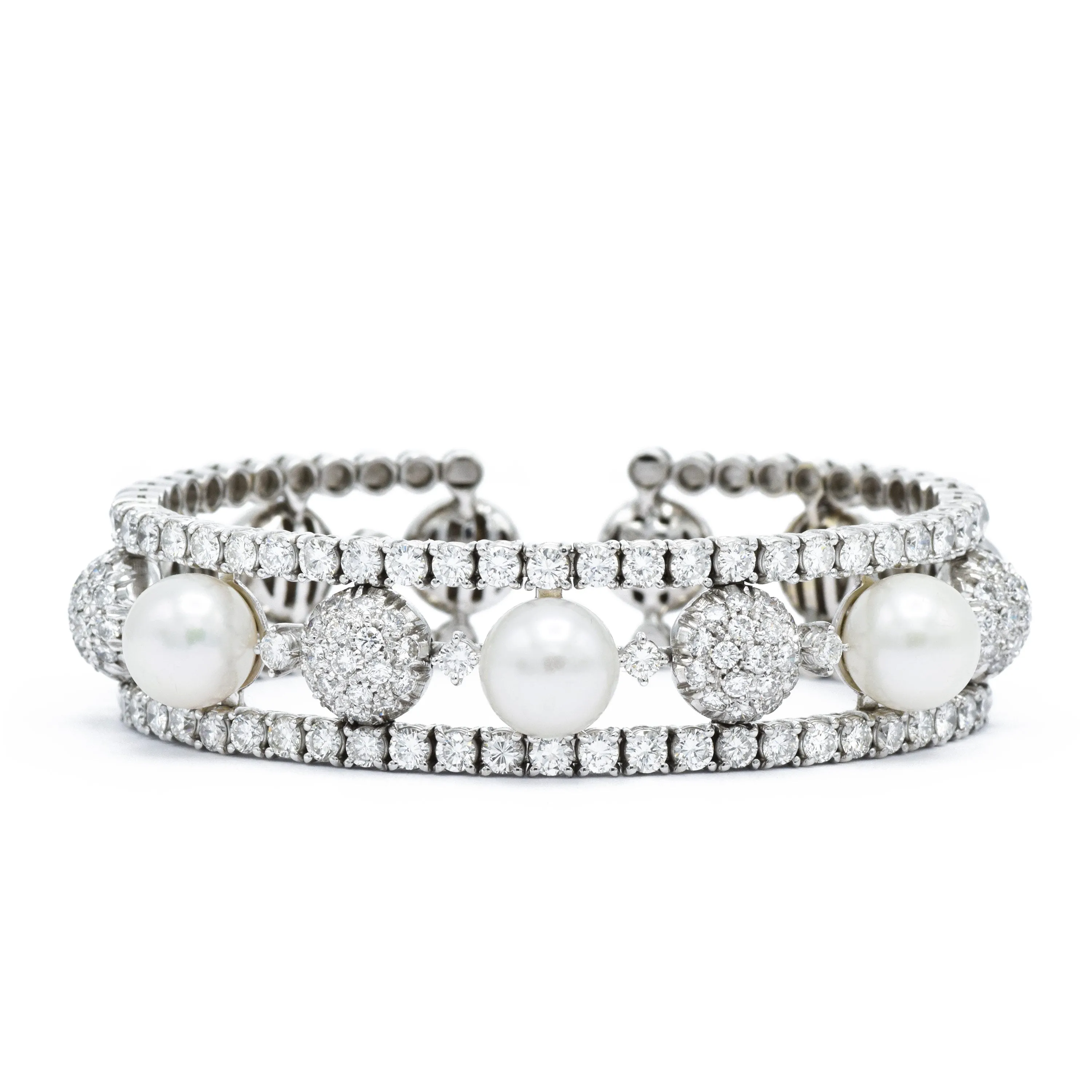 Estate Stefan Hafner Pearl Diamond Bracelet