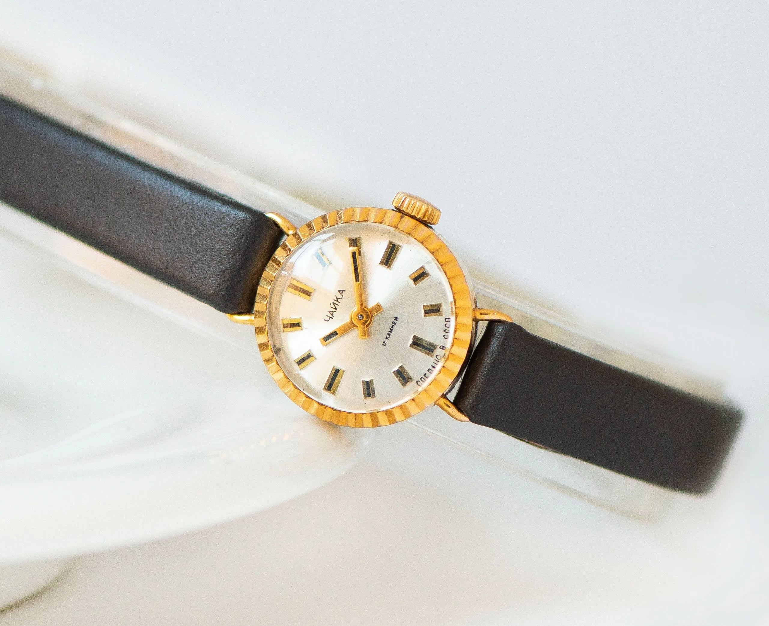 Exclusive design micro watch for women Seagull, luxury women jewelry sunburst case,  gold plated watch classic gift new premium leather band