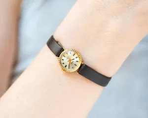 Exclusive design micro watch for women Seagull, luxury women jewelry sunburst case,  gold plated watch classic gift new premium leather band