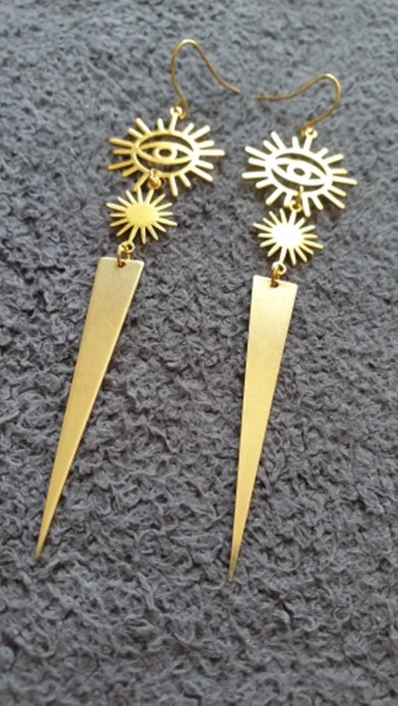 Eye Of Providence Earring - Geometric Spikes Drop Style