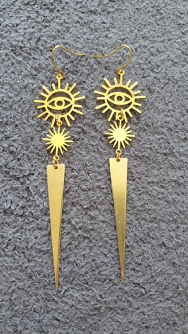 Eye Of Providence Earring - Geometric Spikes Drop Style