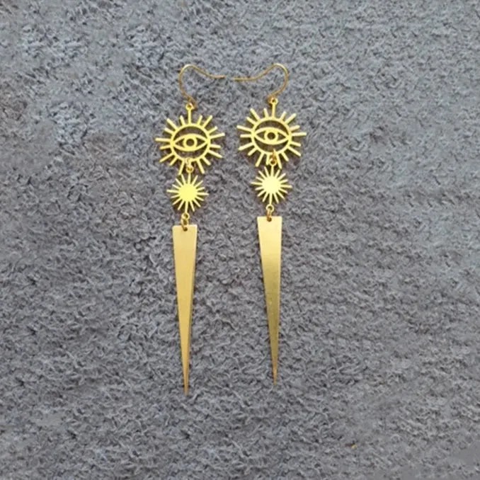 Eye Of Providence Earring - Geometric Spikes Drop Style