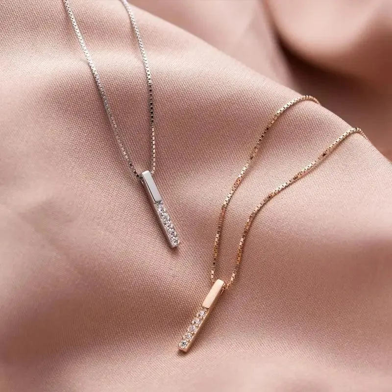Fashion Aesthetic 925 Sterling Silver Vertical Bar Slidable Romantic Pendant Necklace - Fashion Jewelry for women