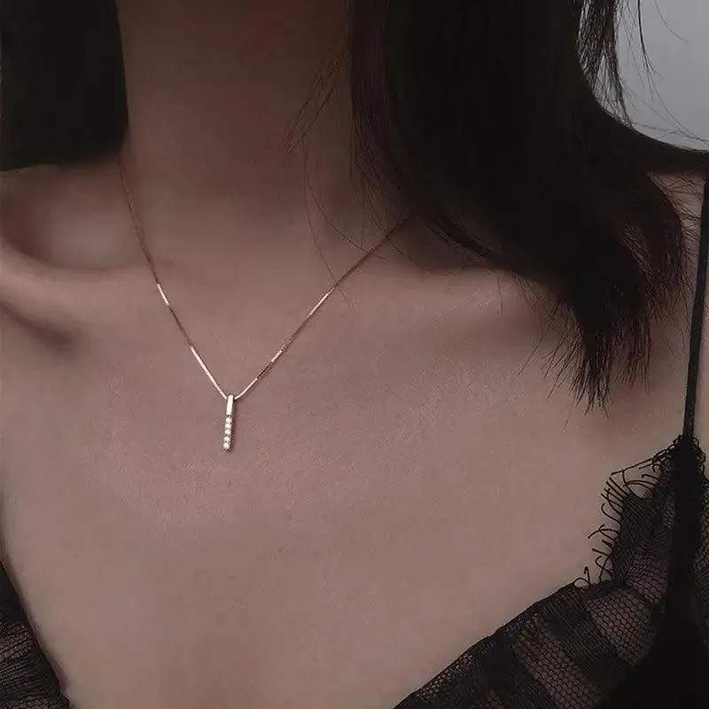 Fashion Aesthetic 925 Sterling Silver Vertical Bar Slidable Romantic Pendant Necklace - Fashion Jewelry for women